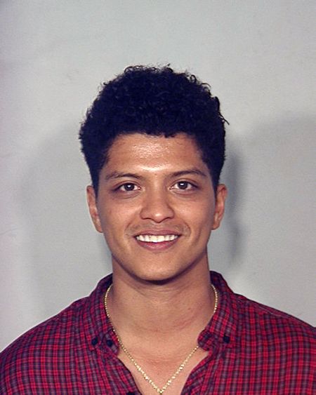 Bruno Mars poses for a mugshot in 2010.