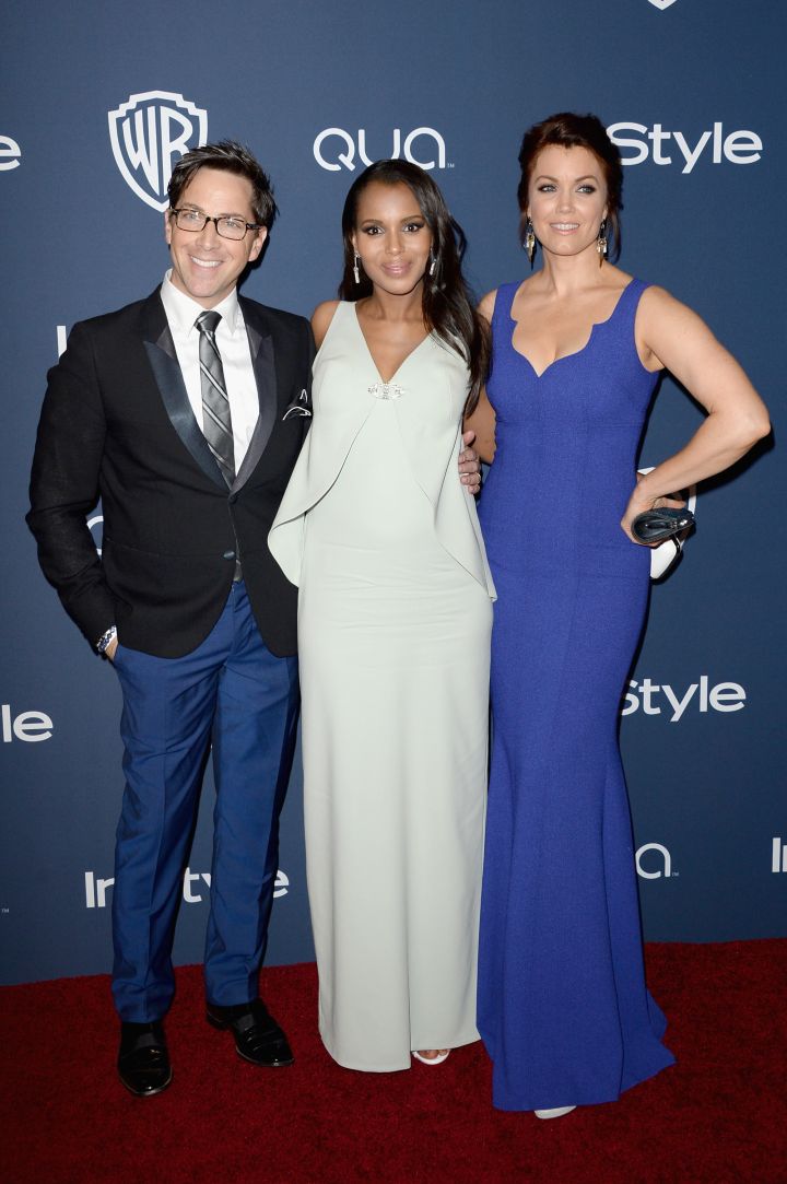 Kerry Washington poses with Dan Bucatinsky and Bellamy Young at the In style Golden Globes After Party