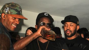 Diddy drinking hosting pre Grammy party 2014