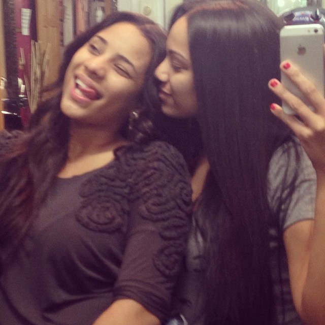 Erica shows her girl some selfie love.