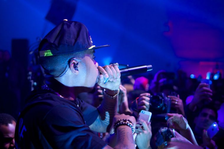 Nas performing at the Hennessy party.