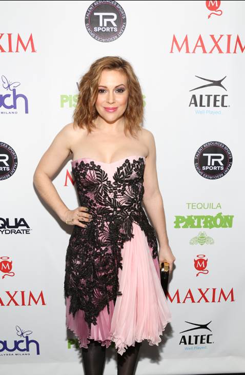 Alyssa Milano looked stunning at Talent Resources Sports presents MAXIM Magazine’s “Big Game Weekend” sponsored by Patron Tequila, AQUAhydrate, and Touch by Alyssa Milano.