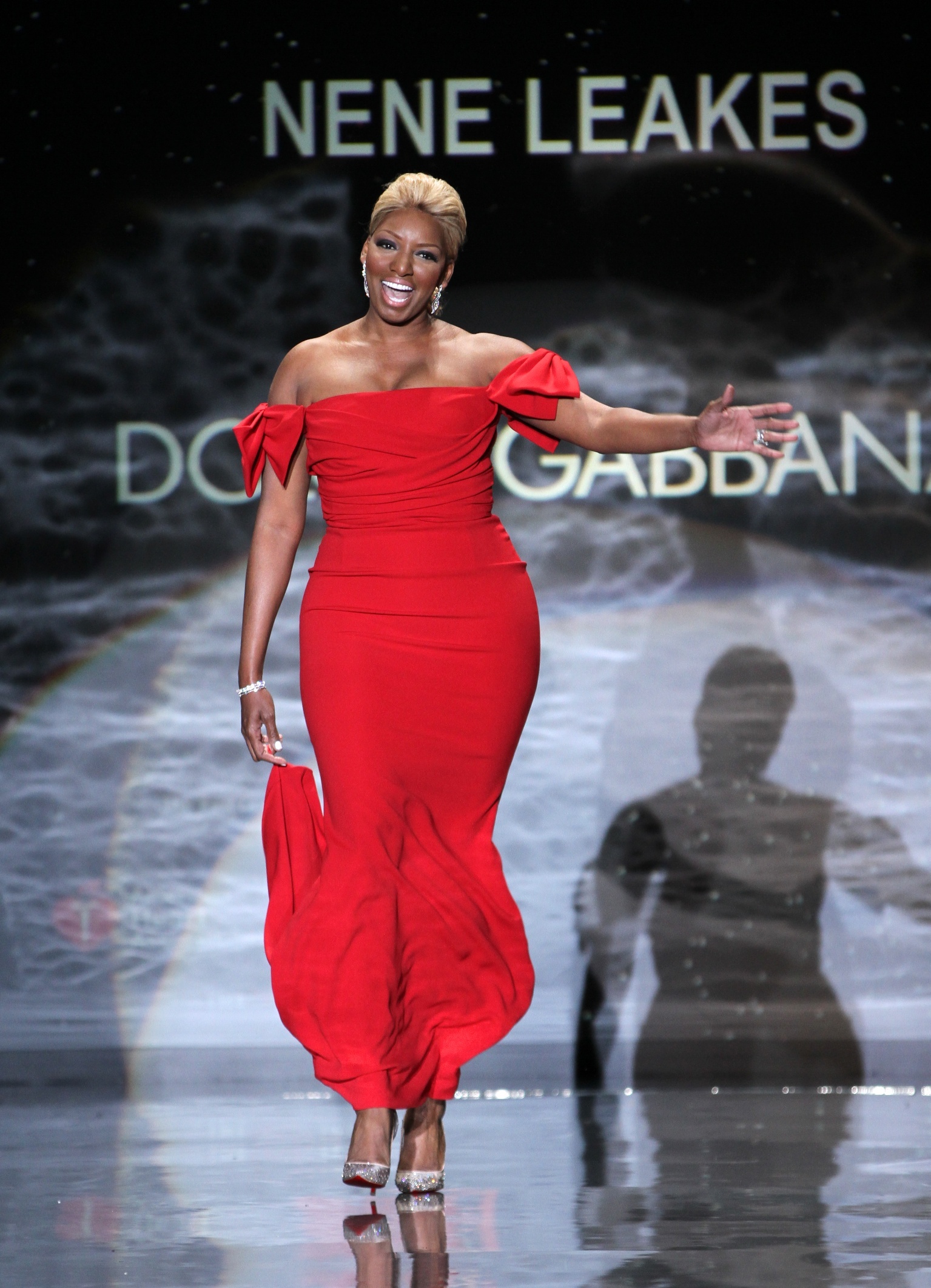 nene leakes red dress collection fashion week runway