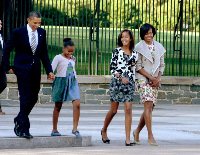 The First Family goes to church in florals.