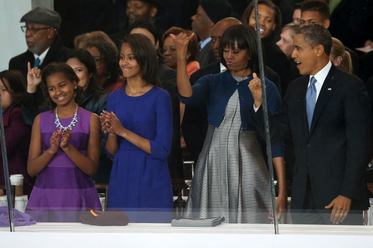 The Obamas at the Inaugural Parade held after the swearing-in ceremony.