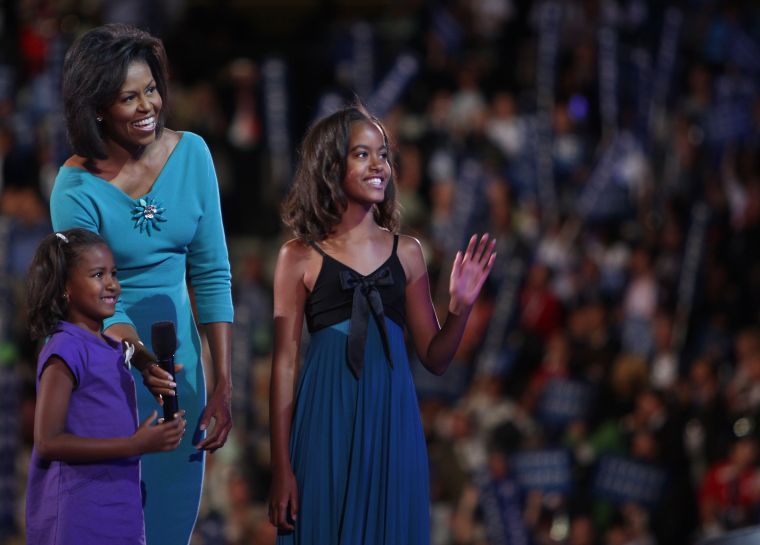 The Obama girls go with jewel tones for the 2008 DNC.
