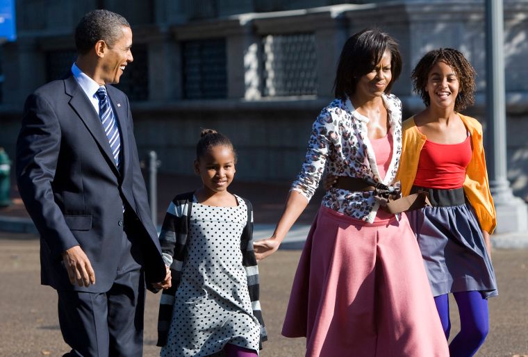 Patterns and colors collide with the Obamas.