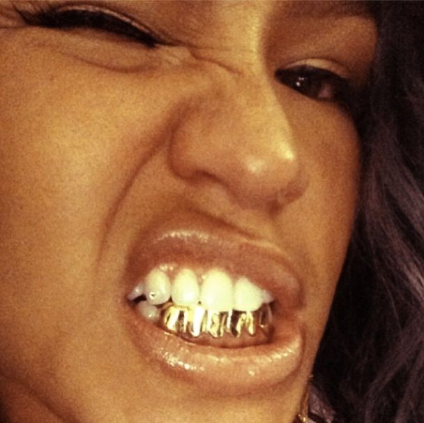 Cassie showing off her grillz.