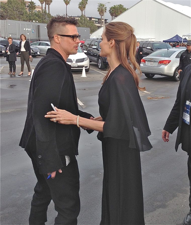 Brad Pitt and Angelina Jolie seen at the Independent Spirit Awards in Santa Monica as they hang out with their fans.