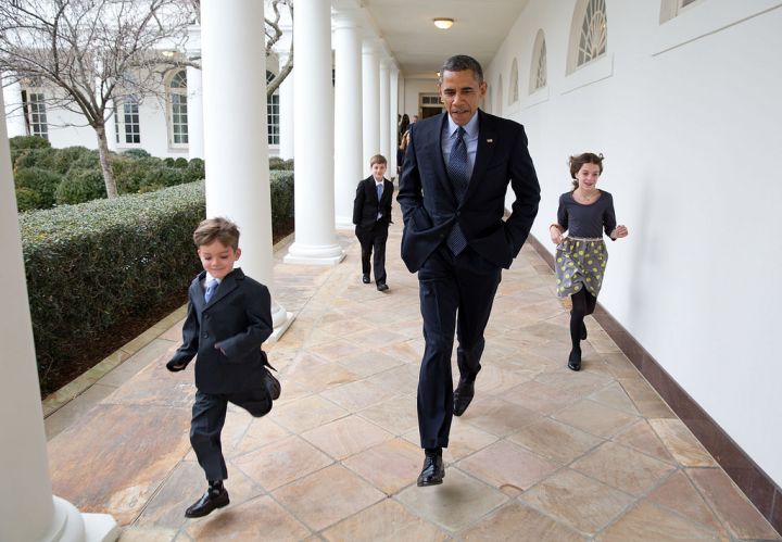 Racing Denis McDonough’s children while en route to the announcement that Denis would become the new Chief of Staff.