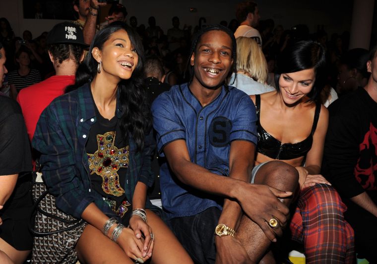 A$AP Rocky has his girl grilled out front row at a 2013 Jeremy Scott show in NYC.