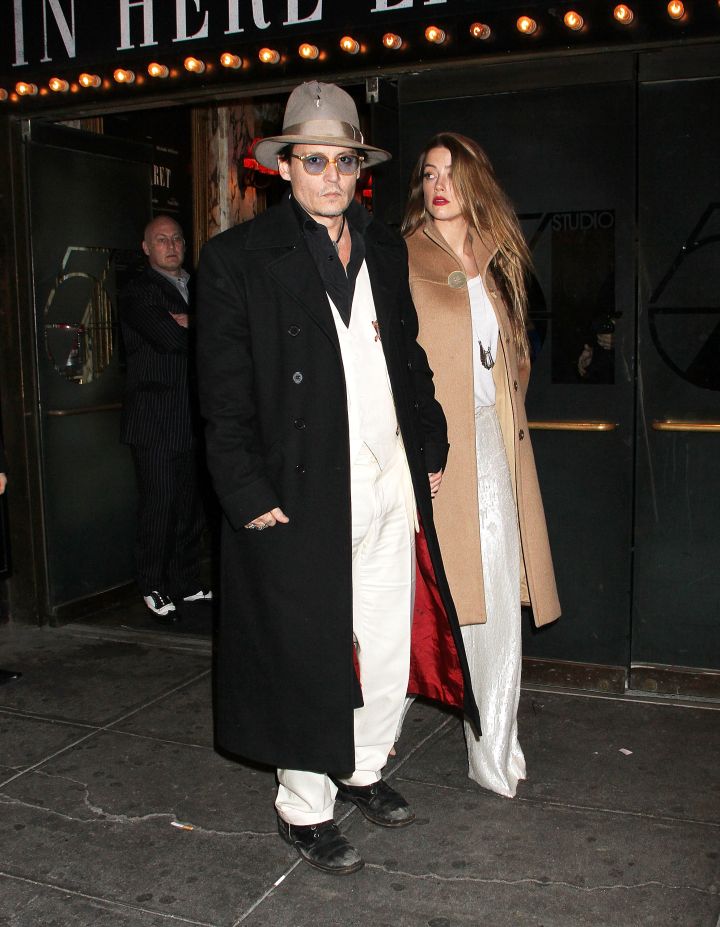 Johnny Depp and fiancée Amber Heard spotted at the opening night of “Cabaret” in NYC.