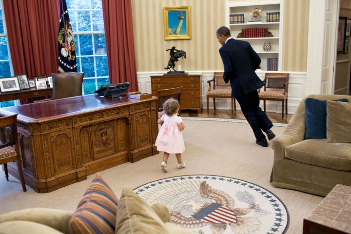 Taking a moment from signing executive orders to play tag in the Oval Office.