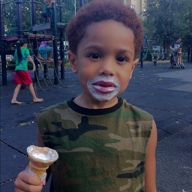 Johan swags it out with an ice cream mustache.
