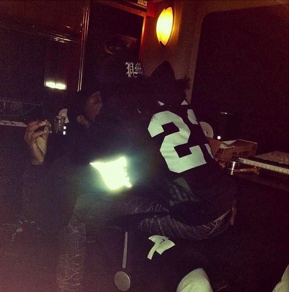 Chanel Iman shows off her streetwear style while giving Rocky a huge kiss.