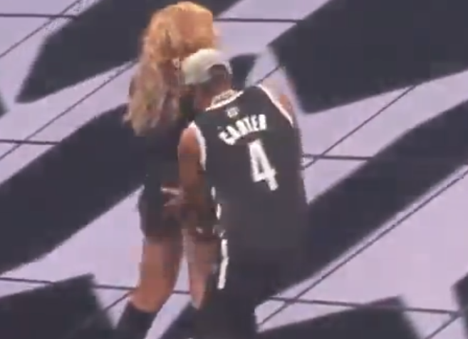 When Hov brought out his wifey to perform “Crazy In Love,” for what seemed to be the 44,444th time, he shocked the Barclays Center crowd and Bey when he slapped her ass.