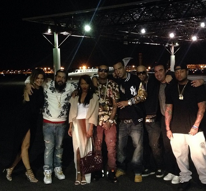 Khloe, French Montana, and the gang flick it up after the big event.