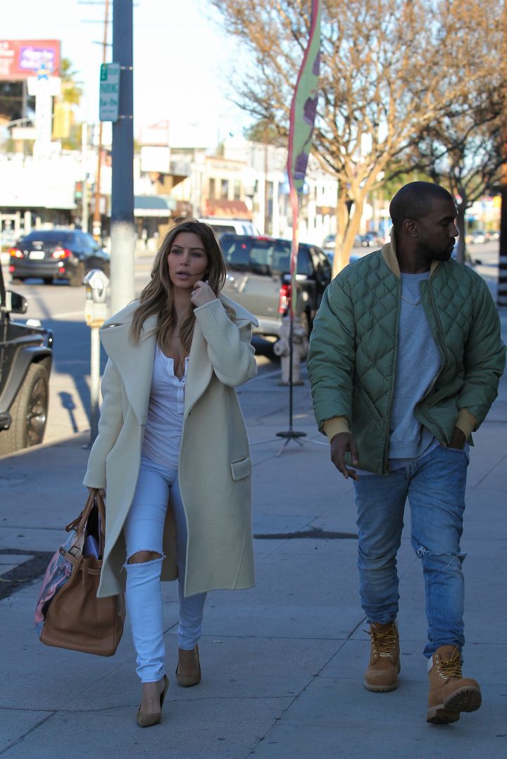 Kim K and Kanye kill the jean look while shopping for winter gear.