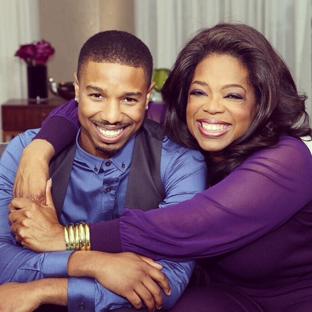 Michael B. Jordan and Oprah. Two beautiful people, two beautiful smiles.
