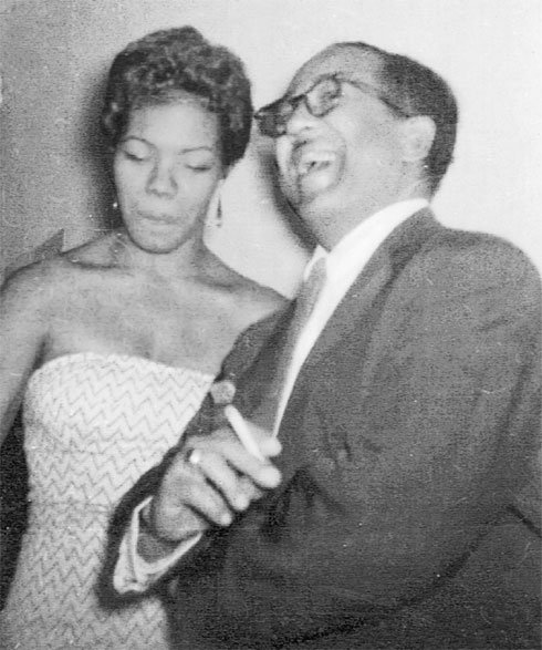 Maya Angelou is pictured in an undated photo with poet Langston Hughes. From her Facebook: “Langston Hughes and I are enjoying each other.”
