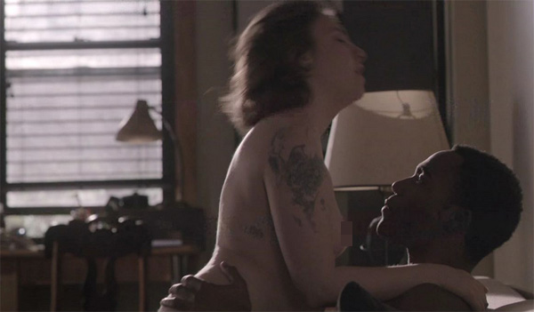 Dunham films a sex scene with Donald Glover for HBO’s GIRLS.