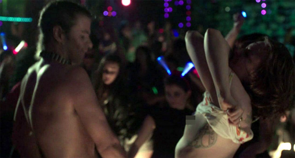 Dunham strips off her shirt in this scene from HBO’s GIRLS.