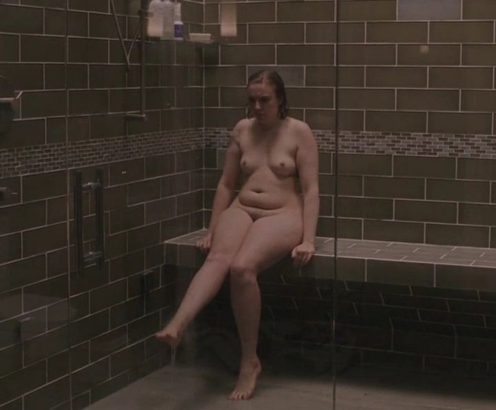 In this scene from GIRLS, Hannah is completely naked and taking in some steam.