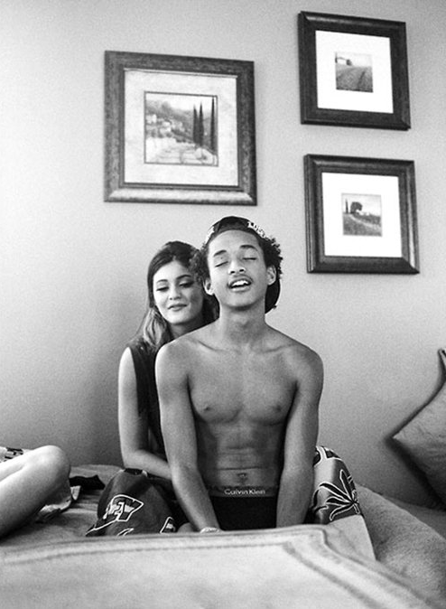 In another case of young love, Kylie Jenner and shirtless “friend” Jaden Smith get close.