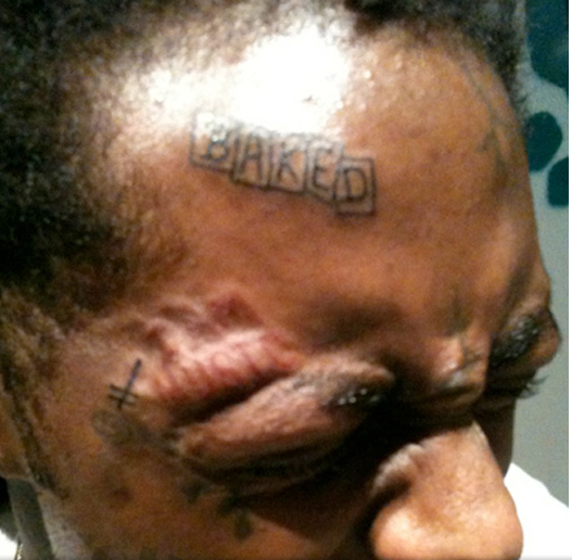 3. Lil Wayne’s “Baked” Tattoo