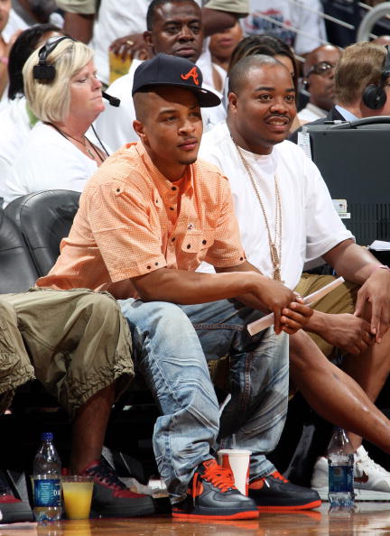 T.I. at a basketball game.