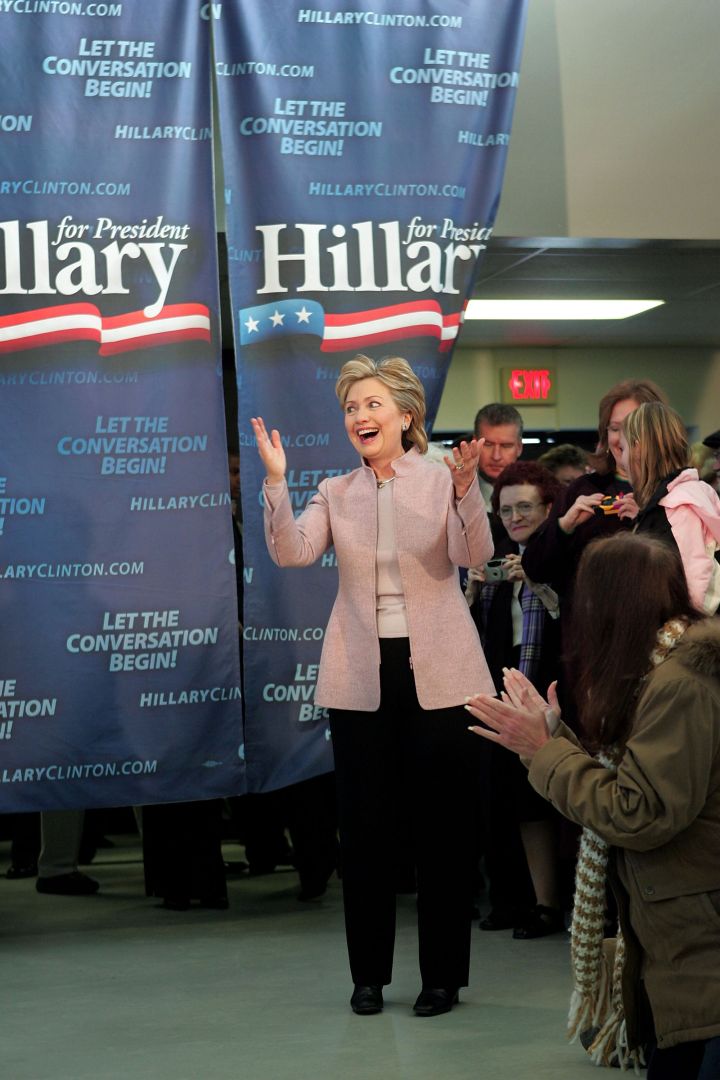 January 2007: Hillary switched up her pantsuits during her campaign run for President.