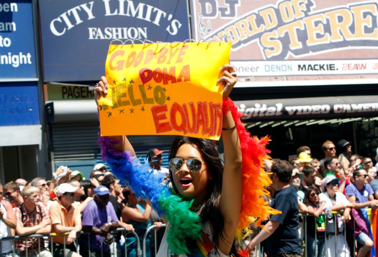 Pride parade winds through the streets of San Francisco.