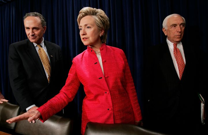 June 2005: Hillary made the switch to bold and brighter pantsuits in 2005.