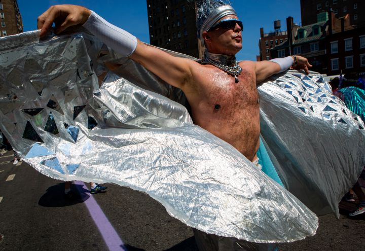Pride parade winds through the streets of NYC.