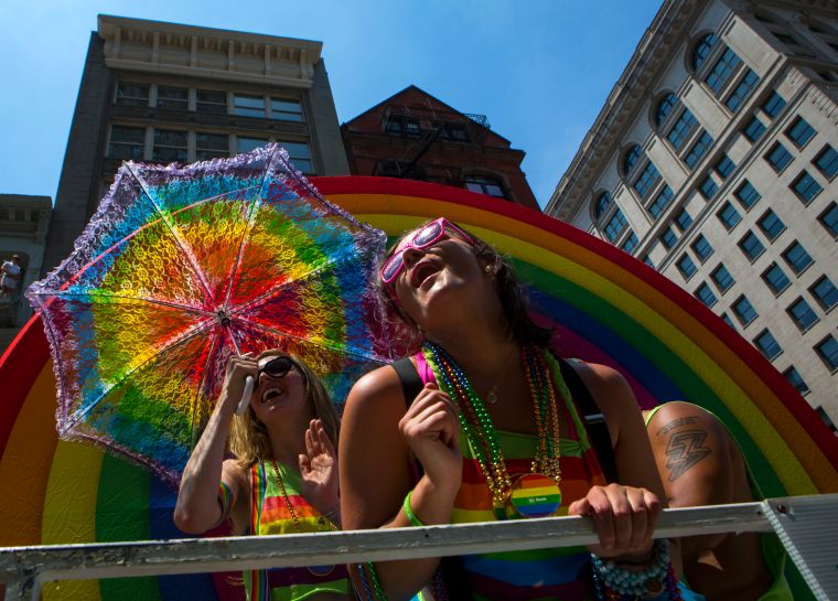 Pride parade winds through the streets of NYC.