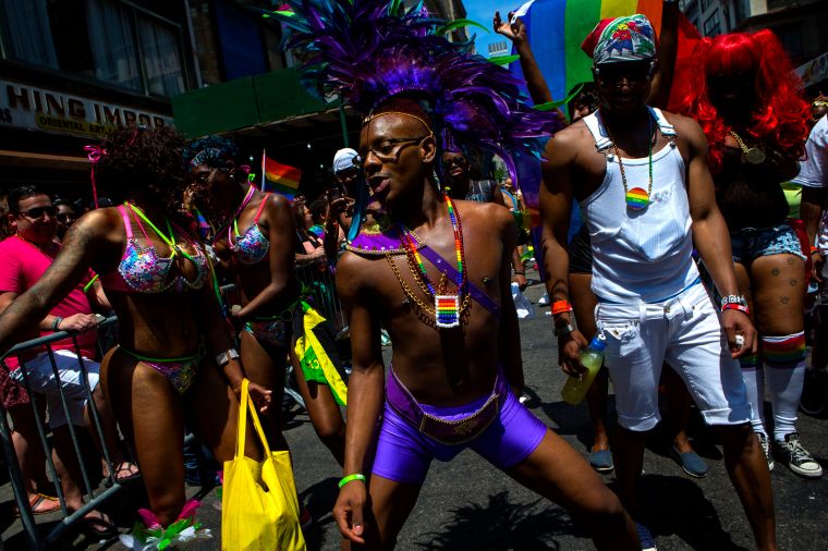 Pride parade winds through the streets of NYC.