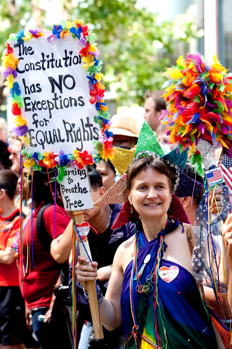 Pride parade winds through the streets of San Francisco.