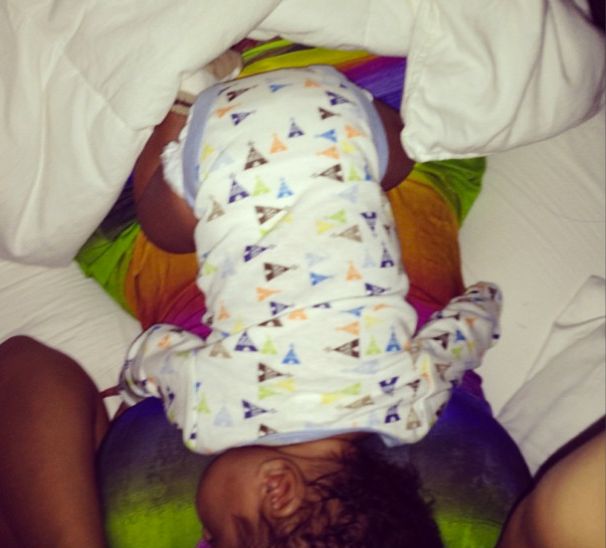 Who needs a crib when there’s mommy’s chest?