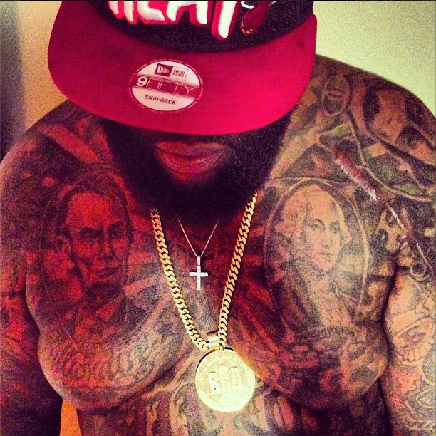 Reppin’ Miami Heat & No Shirt.