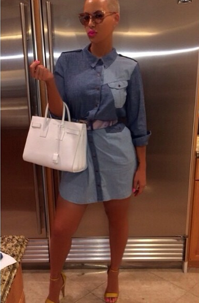 Amber Rose shows off some denim style.