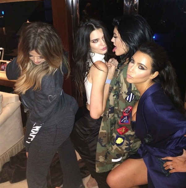 Kim posted this photo with her sisters