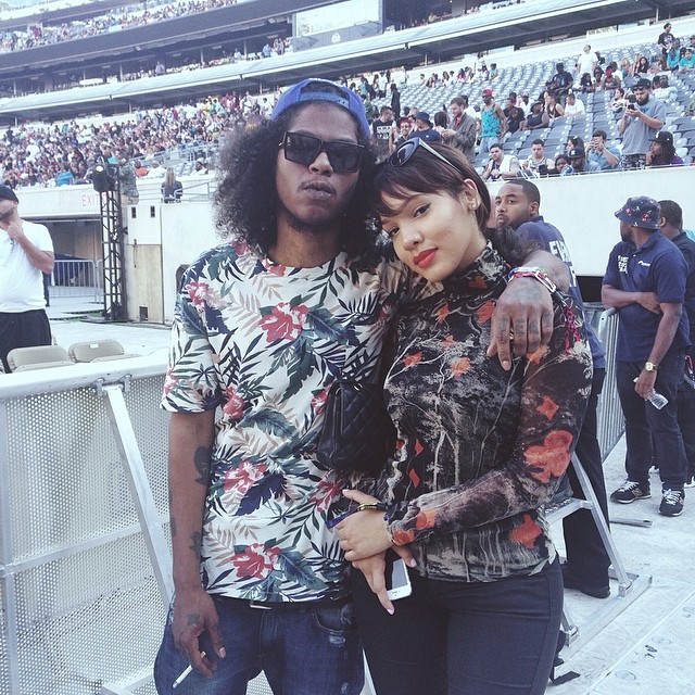 Ab-Soul posed with his girlfriend Yaris at Summer Jam at Met Life Stadium.