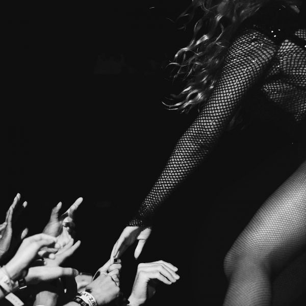 Bey works the stage.