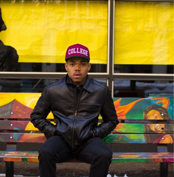 Chance posing on street art.