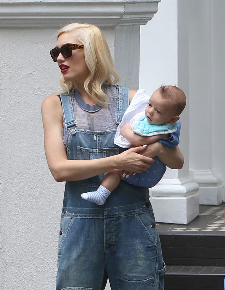 Aww! Gwen Stefani takes a stroll with her newest little cutie, Apollo Bowie Flynn.
