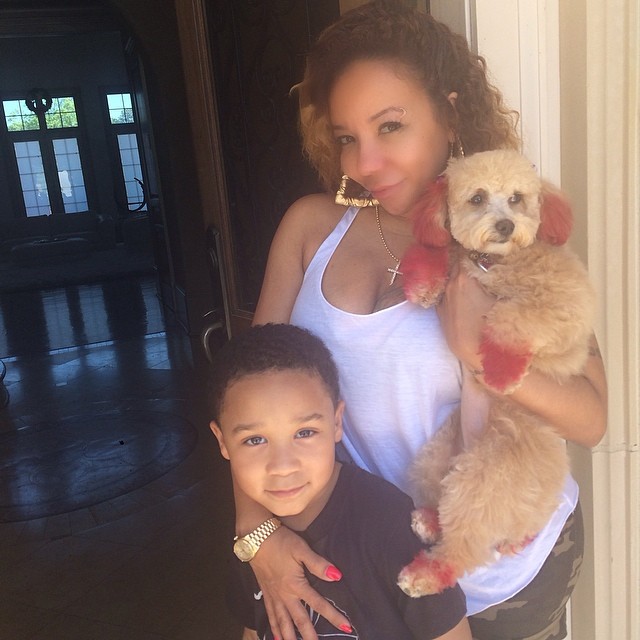 Mama’s boy and her pup.