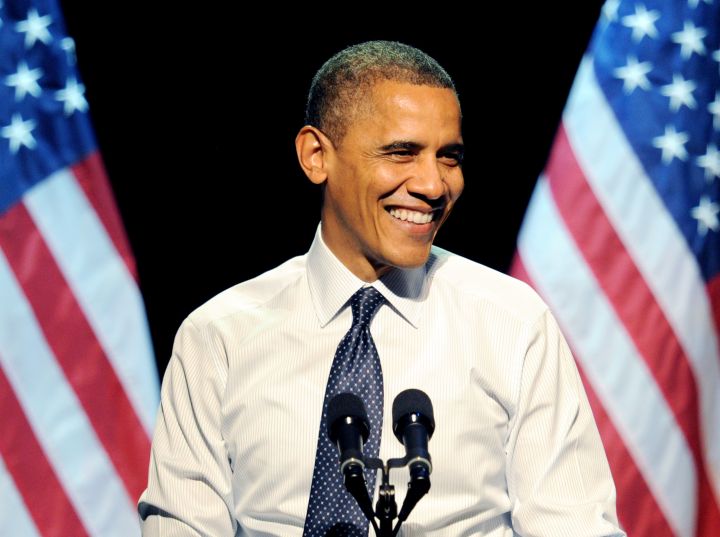 During one of speeches, the president made sure to smile to his supporters.