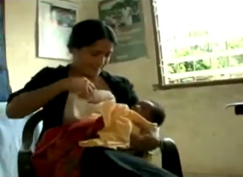 Salma Hayek breastfed a hungry baby while in Africa.