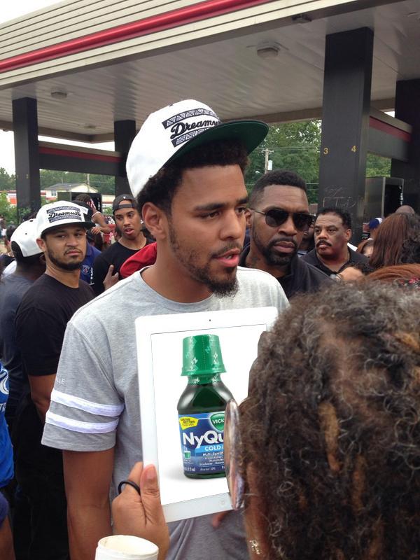 J. Cole joined the protests in Ferguson after Mike Brown’s death.
