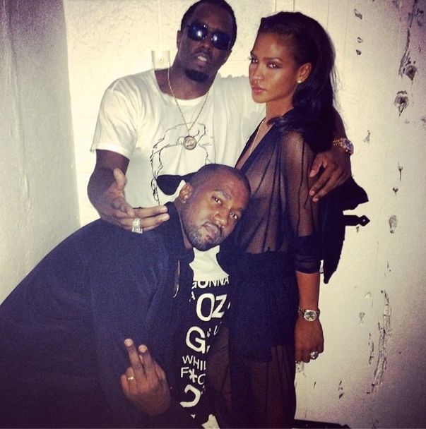Diddy poses up Cassie and Kanye at Riccardo Tisci’s birthday in Ibiza